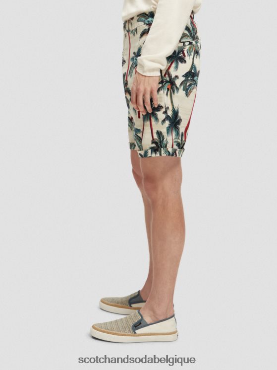 vêtements Scotch & Soda le short chino imprimé Stuart- Scotch and Soda Belgique palmiers blanc cassé aop 6BZRBF623