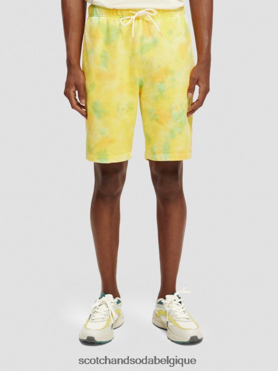 vêtements Scotch & Soda short en molleton tie-dye coupe décontractée- Scotch and Soda Belgique teinture de cravate jaune 6BZRBF614