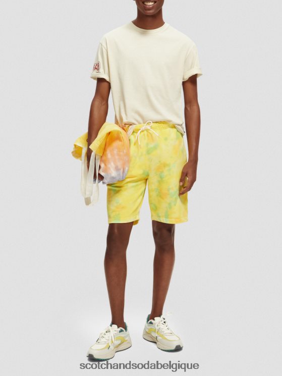 vêtements Scotch & Soda short en molleton tie-dye coupe décontractée- Scotch and Soda Belgique teinture de cravate jaune 6BZRBF614