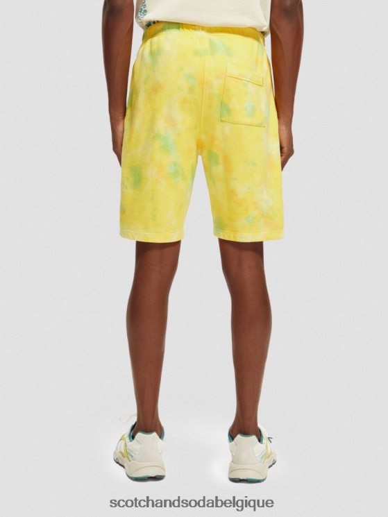 vêtements Scotch & Soda short en molleton tie-dye coupe décontractée- Scotch and Soda Belgique teinture de cravate jaune 6BZRBF614
