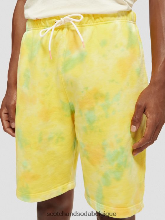 vêtements Scotch & Soda short en molleton tie-dye coupe décontractée- Scotch and Soda Belgique teinture de cravate jaune 6BZRBF614