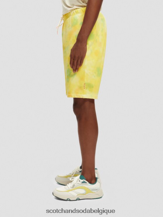 vêtements Scotch & Soda short en molleton tie-dye coupe décontractée- Scotch and Soda Belgique teinture de cravate jaune 6BZRBF614