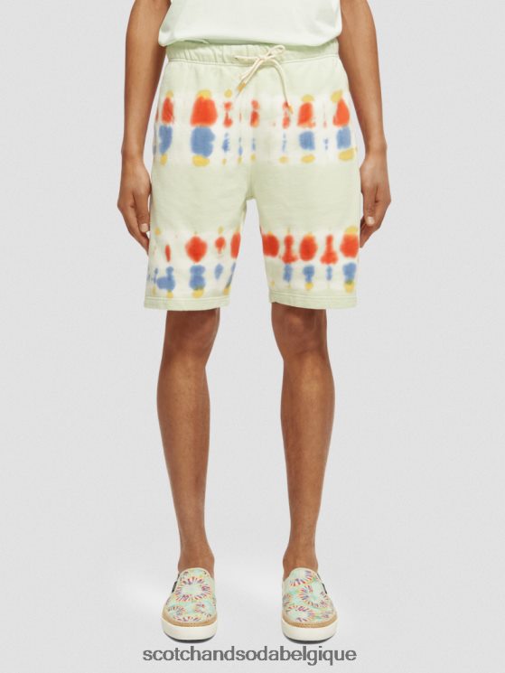 vêtements Scotch & Soda short en molleton tie-dye coupe décontractée- Scotch and Soda outlet teinture à cravate à la menthe 6BZRBF613