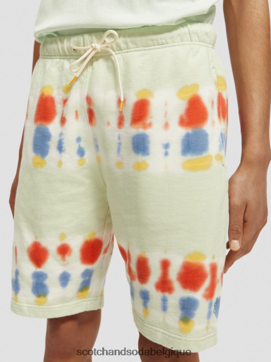 vêtements Scotch & Soda short en molleton tie-dye coupe décontractée- Scotch and Soda outlet teinture à cravate à la menthe 6BZRBF613