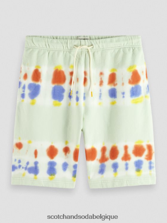 vêtements Scotch & Soda short en molleton tie-dye coupe décontractée- Scotch and Soda outlet teinture à cravate à la menthe 6BZRBF613