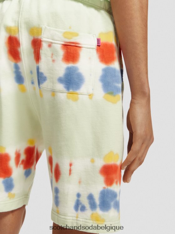 vêtements Scotch & Soda short en molleton tie-dye coupe décontractée- Scotch and Soda outlet teinture à cravate à la menthe 6BZRBF613