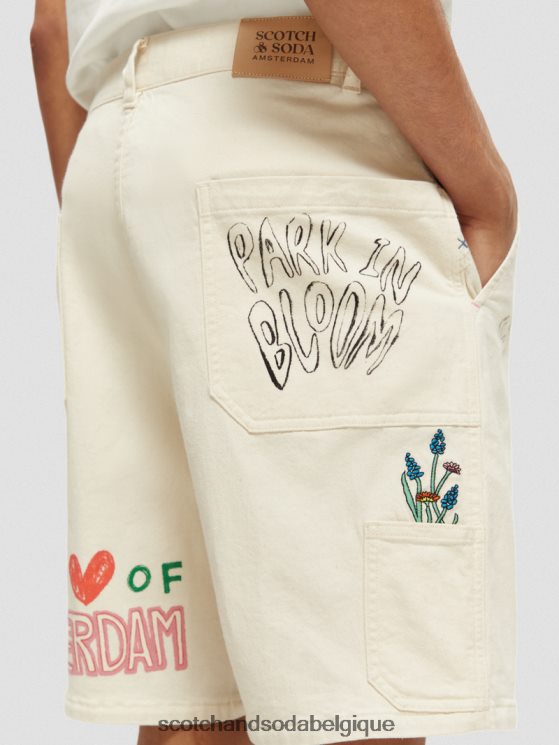 vêtements Scotch & Soda short en sergé de coton biologique imprimé- Scotch and Soda Liﾨﾨge broderie jaune 6BZRBF627