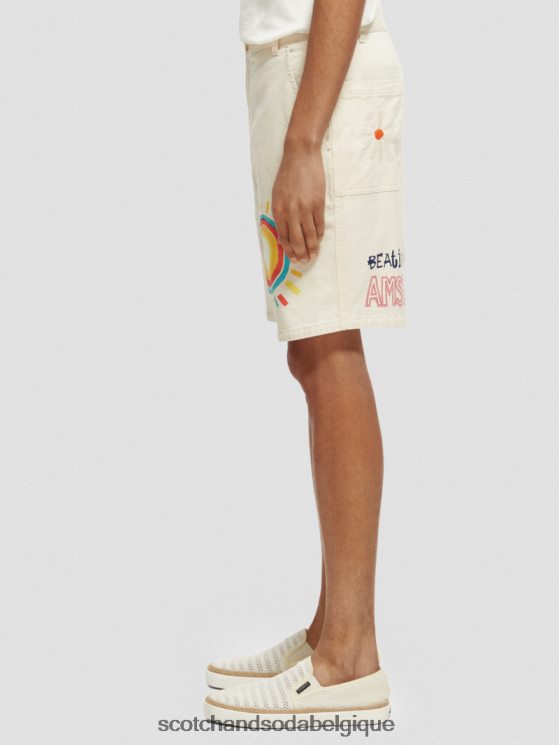 vêtements Scotch & Soda short en sergé de coton biologique imprimé- Scotch and Soda Liﾨﾨge broderie jaune 6BZRBF627