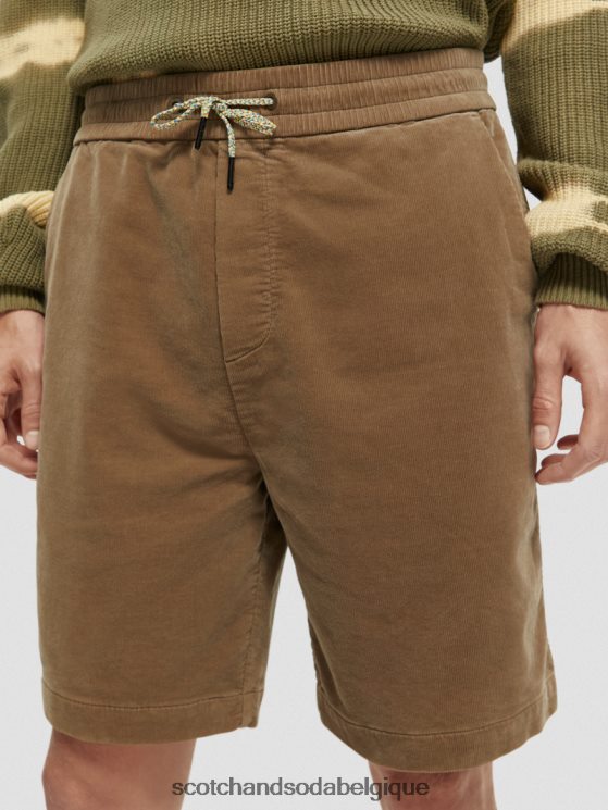 vêtements Scotch & Soda short en velours côtelé coupe décontractée en coton biologique- Scotch and Soda shop near me kaki 6BZRBF594