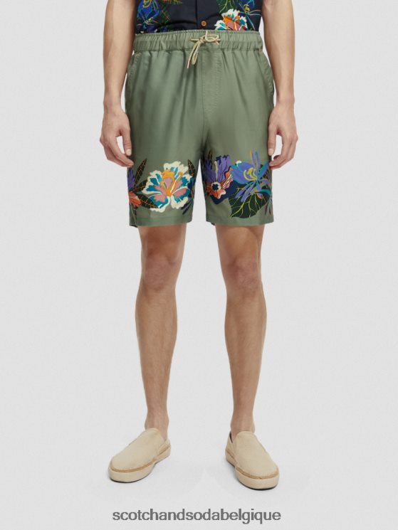 vêtements Scotch & Soda short imprimé élastiqué- Scotch and Soda Bruxelles tennis vert 6BZRBF597