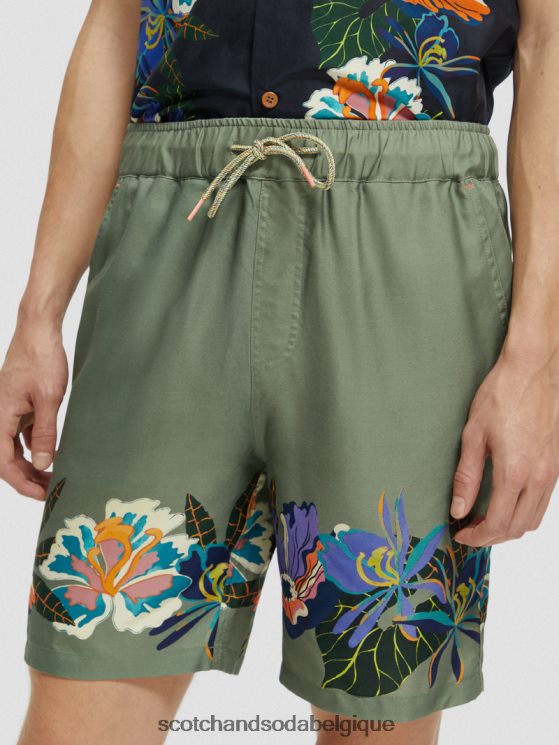 vêtements Scotch & Soda short imprimé élastiqué- Scotch and Soda Bruxelles tennis vert 6BZRBF597