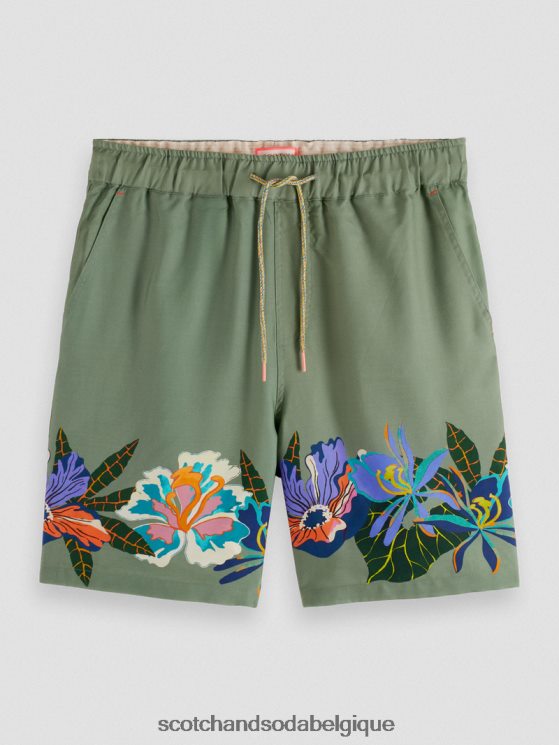 vêtements Scotch & Soda short imprimé élastiqué- Scotch and Soda Bruxelles tennis vert 6BZRBF597