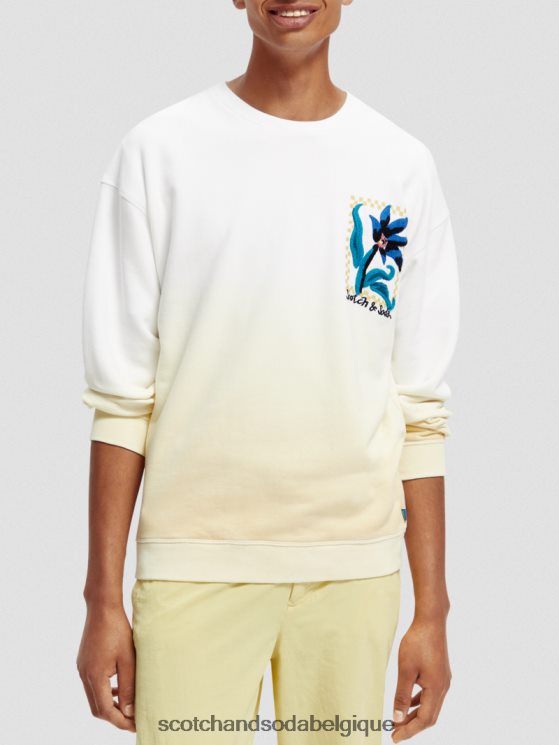 vêtements Scotch & Soda sweat ample à motif floral biologique- Scotch and Soda shop online blanc 6BZRBF503