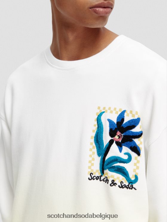 vêtements Scotch & Soda sweat ample à motif floral biologique- Scotch and Soda shop online blanc 6BZRBF503