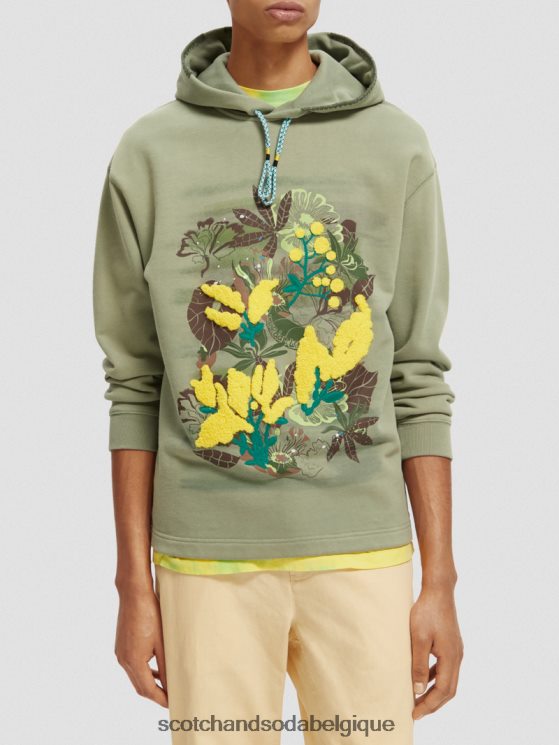 vêtements Scotch & Soda sweat à capuche coupe décontractée- Scotch and Soda Liﾨﾨge armée 6BZRBF555