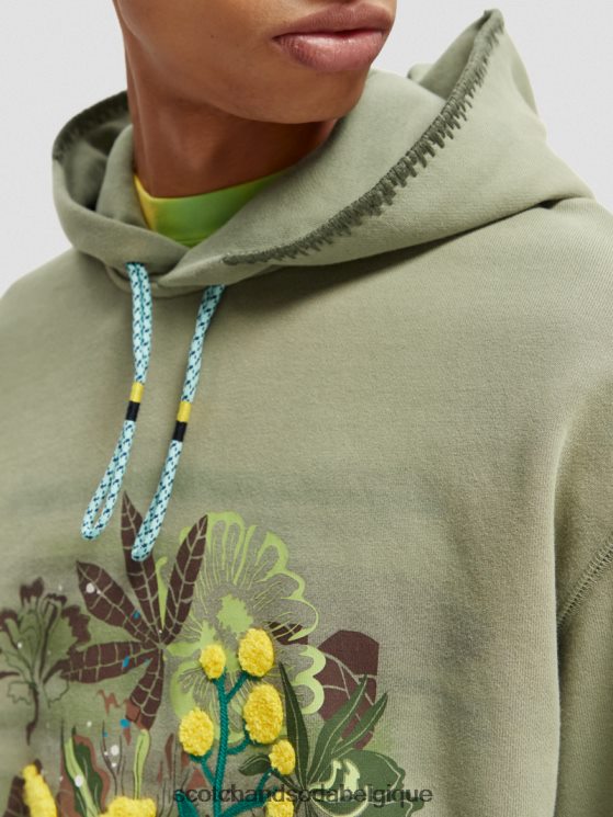 vêtements Scotch & Soda sweat à capuche coupe décontractée- Scotch and Soda Liﾨﾨge armée 6BZRBF555