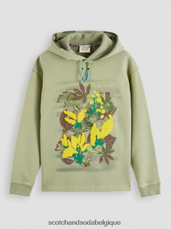 vêtements Scotch & Soda sweat à capuche coupe décontractée- Scotch and Soda Liﾨﾨge armée 6BZRBF555