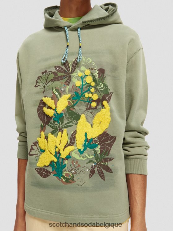 vêtements Scotch & Soda sweat à capuche coupe décontractée- Scotch and Soda Liﾨﾨge armée 6BZRBF555