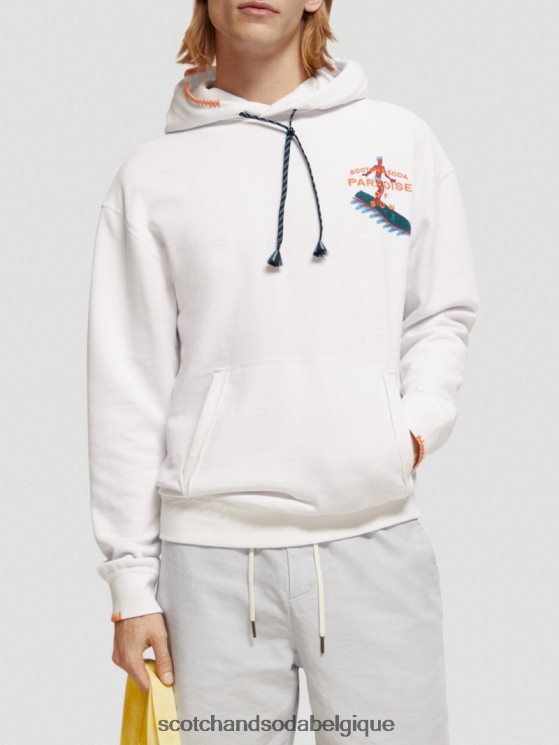 vêtements Scotch & Soda sweat à capuche coupe décontractée- Scotch and Soda parfum blanc 6BZRBF547