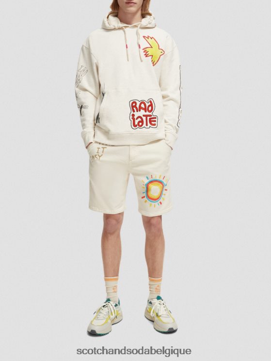 vêtements Scotch & Soda sweat à capuche coupe décontractée- Scotch and Soda shop online blanc cassé 6BZRBF548