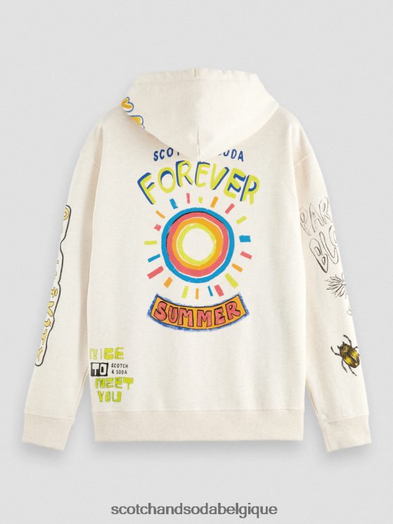 vêtements Scotch & Soda sweat à capuche coupe décontractée- Scotch and Soda shop online blanc cassé 6BZRBF548