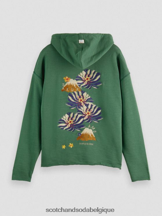 vêtements Scotch & Soda sweat à capuche en coton biologique à broderies artistiques- Scotch and Soda shop near me militaire 6BZRBF513