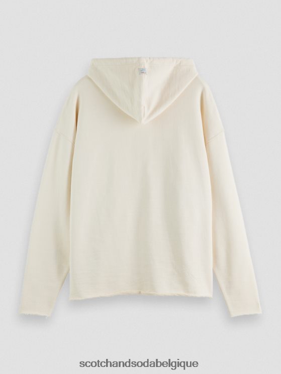 vêtements Scotch & Soda sweat à capuche en coton biologique à broderies artistiques- Scotch and Soda shop online blanc cassé 6BZRBF512
