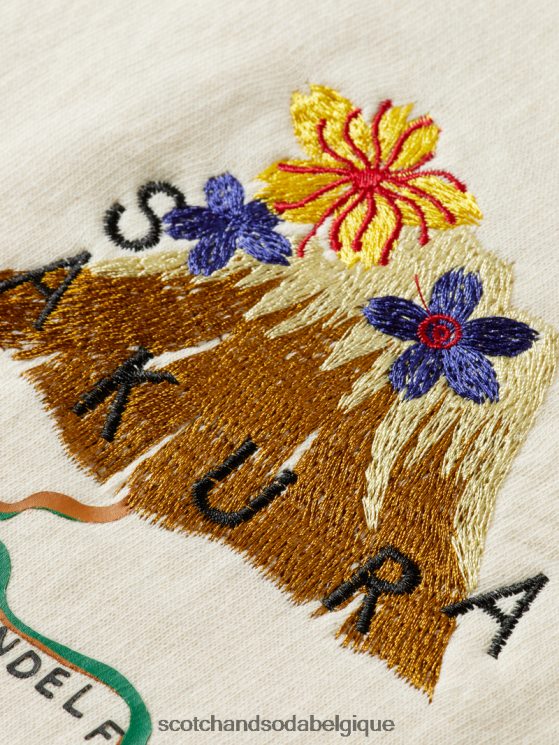 vêtements Scotch & Soda sweat à capuche en coton biologique à broderies artistiques- Scotch and Soda shop online blanc cassé 6BZRBF512