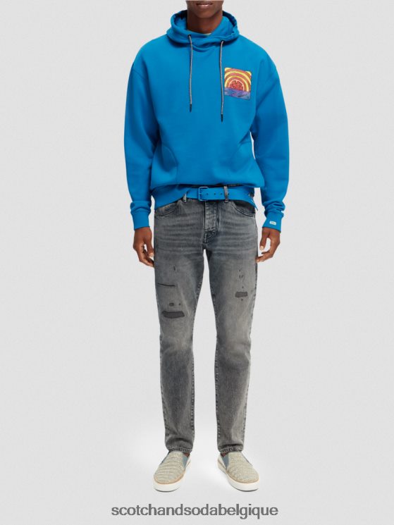 vêtements Scotch & Soda sweat à capuche en coton biologique coupe décontractée- Scotch and Soda Namur iris bleu 6BZRBF526