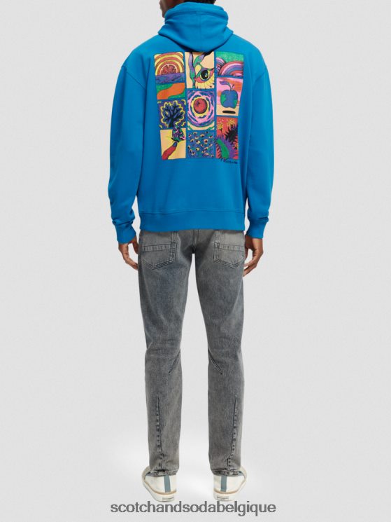 vêtements Scotch & Soda sweat à capuche en coton biologique coupe décontractée- Scotch and Soda Namur iris bleu 6BZRBF526