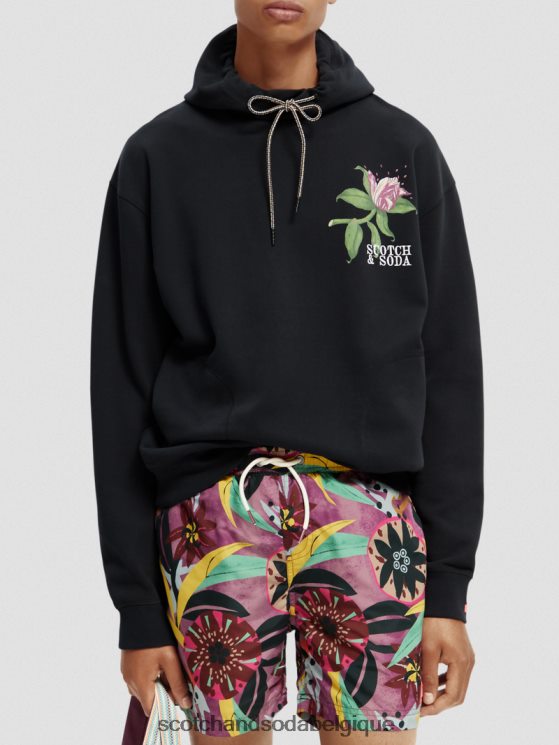 vêtements Scotch & Soda sweat à capuche en coton biologique coupe décontractée- Scotch and Soda femme noir 6BZRBF527