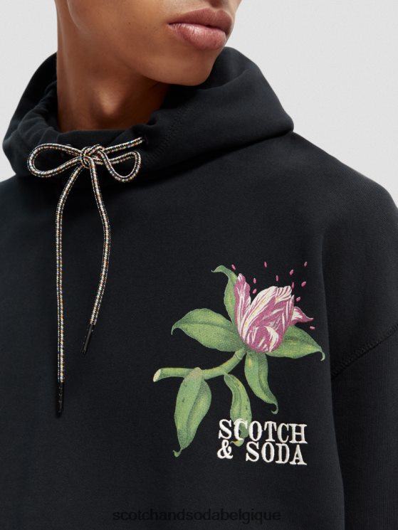 vêtements Scotch & Soda sweat à capuche en coton biologique coupe décontractée- Scotch and Soda femme noir 6BZRBF527