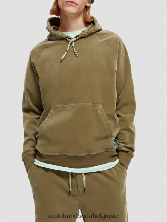 vêtements Scotch & Soda sweat à capuche en velours côtelé de coton biologique- Scotch and Soda Namur kaki 6BZRBF508
