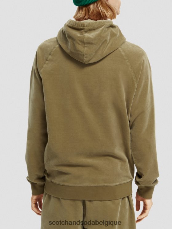 vêtements Scotch & Soda sweat à capuche en velours côtelé de coton biologique- Scotch and Soda Namur kaki 6BZRBF508