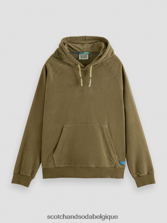 vêtements Scotch & Soda sweat à capuche en velours côtelé de coton biologique- Scotch and Soda Namur kaki 6BZRBF508