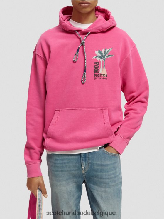 vêtements Scotch & Soda sweat à capuche à motif imprimé teint en pièce- Scotch and Soda Liﾨﾨge cerise 6BZRBF528