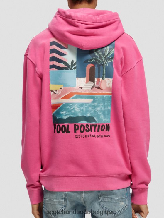vêtements Scotch & Soda sweat à capuche à motif imprimé teint en pièce- Scotch and Soda Liﾨﾨge cerise 6BZRBF528