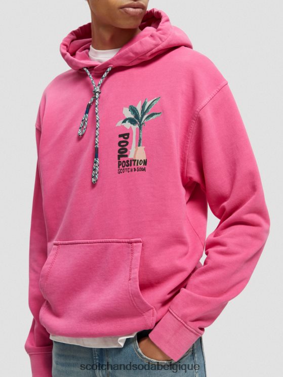 vêtements Scotch & Soda sweat à capuche à motif imprimé teint en pièce- Scotch and Soda Liﾨﾨge cerise 6BZRBF528