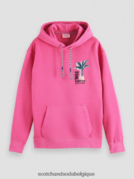 vêtements Scotch & Soda sweat à capuche à motif imprimé teint en pièce- Scotch and Soda Liﾨﾨge cerise 6BZRBF528