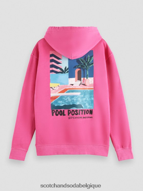 vêtements Scotch & Soda sweat à capuche à motif imprimé teint en pièce- Scotch and Soda Liﾨﾨge cerise 6BZRBF528