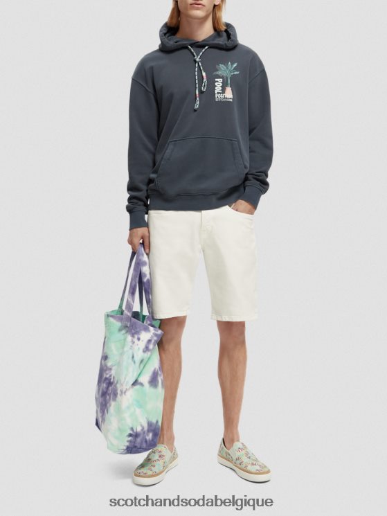 vêtements Scotch & Soda sweat à capuche à motif imprimé teint en pièce- Scotch and Soda parfum marine 6BZRBF529