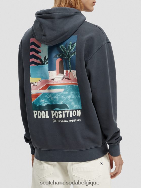 vêtements Scotch & Soda sweat à capuche à motif imprimé teint en pièce- Scotch and Soda parfum marine 6BZRBF529