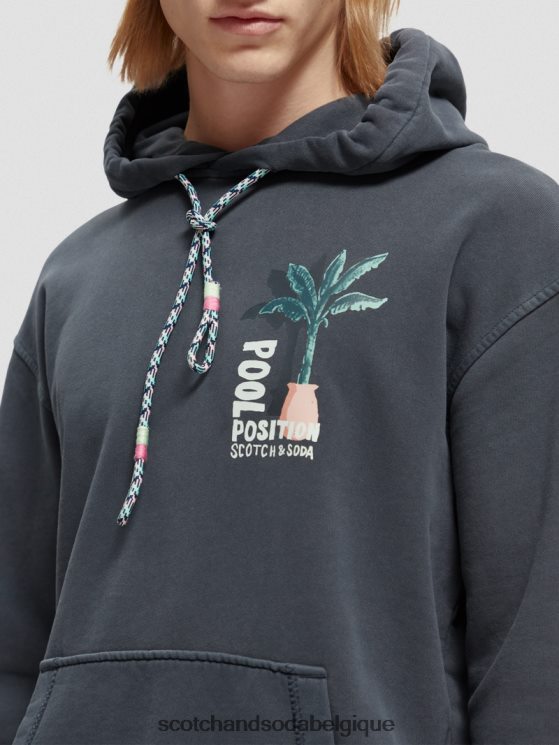 vêtements Scotch & Soda sweat à capuche à motif imprimé teint en pièce- Scotch and Soda parfum marine 6BZRBF529