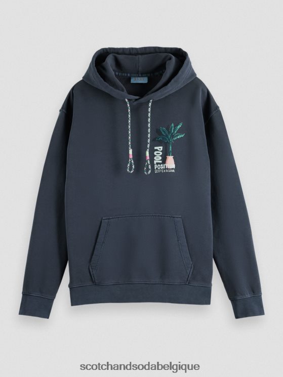 vêtements Scotch & Soda sweat à capuche à motif imprimé teint en pièce- Scotch and Soda parfum marine 6BZRBF529