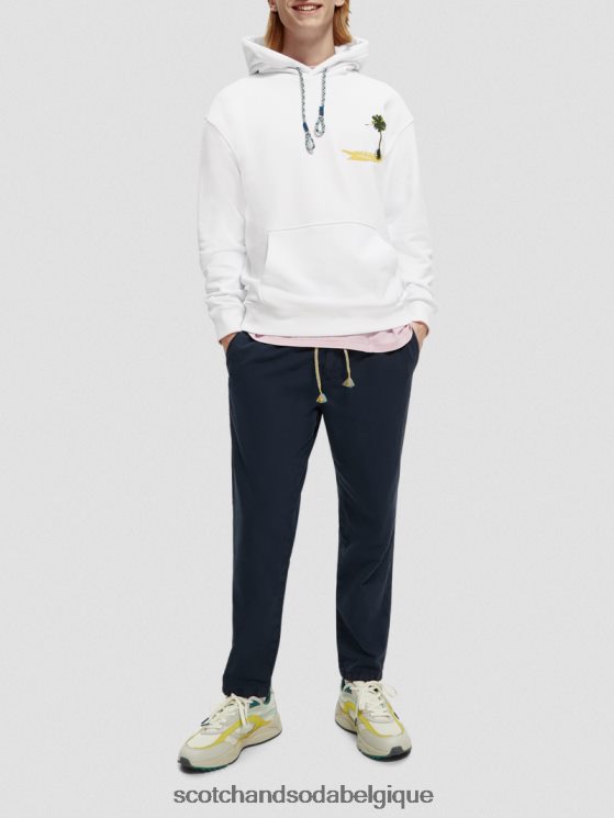 vêtements Scotch & Soda sweat à capuche à motif imprimé teint en pièce- Scotch and Soda shop online blanc 6BZRBF530
