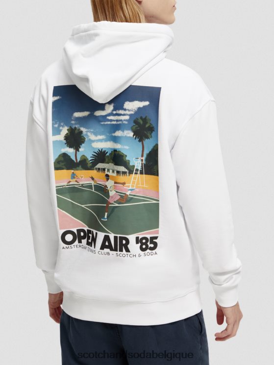 vêtements Scotch & Soda sweat à capuche à motif imprimé teint en pièce- Scotch and Soda shop online blanc 6BZRBF530