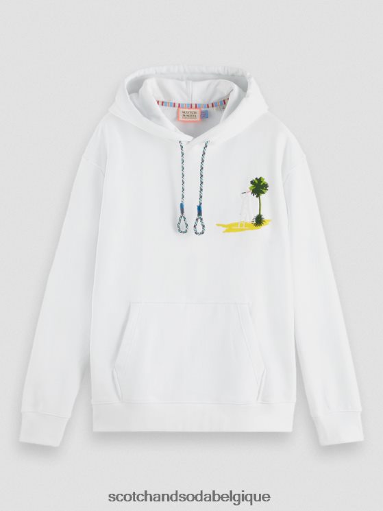 vêtements Scotch & Soda sweat à capuche à motif imprimé teint en pièce- Scotch and Soda shop online blanc 6BZRBF530