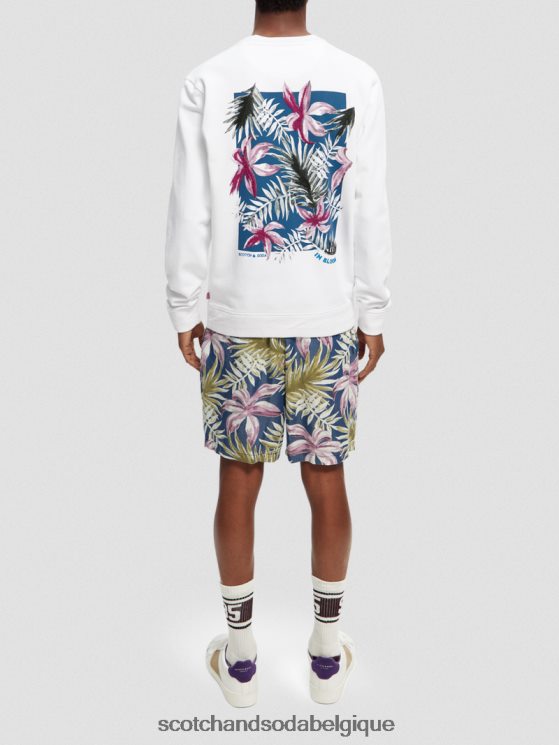 vêtements Scotch & Soda sweat en coton bio à motif artistique- Scotch and Soda Namur blanc 6BZRBF535