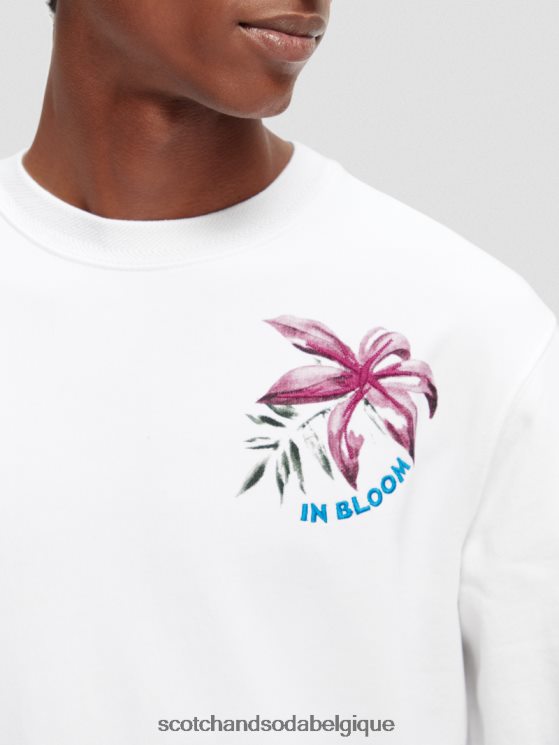 vêtements Scotch & Soda sweat en coton bio à motif artistique- Scotch and Soda Namur blanc 6BZRBF535