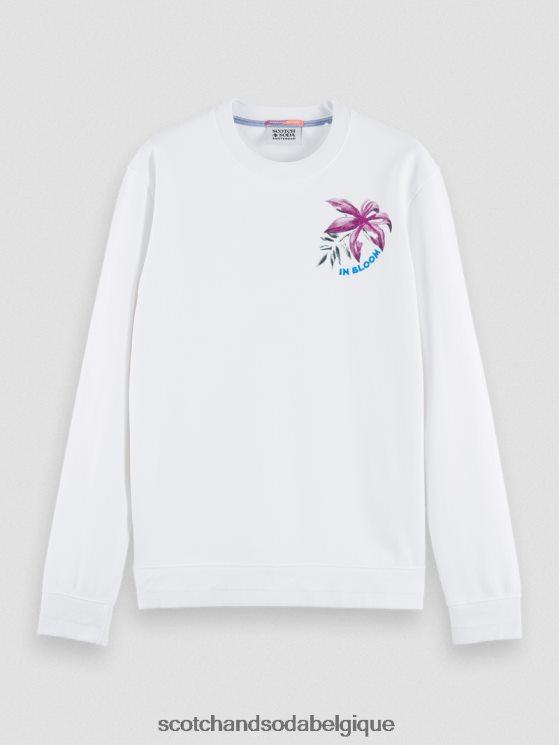 vêtements Scotch & Soda sweat en coton bio à motif artistique- Scotch and Soda Namur blanc 6BZRBF535